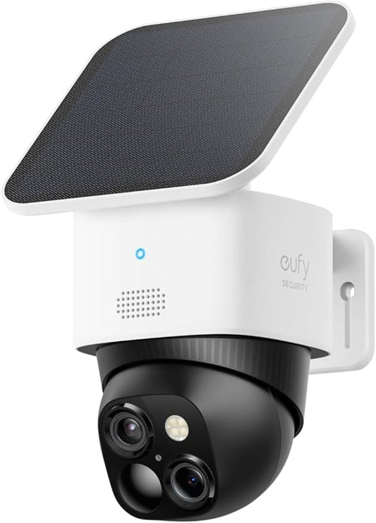 eufy Security SoloCam S340, Solar Security Camera, Wireless Outdoor Camera, 360 Degree Pan & Tilt Surveillance, No Blind Spots, 2.4 GHz Wi-Fi, No Monthly Fee, HomeBase S380 Compatible (Renewed)