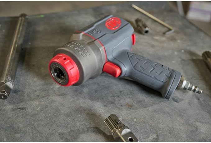 Ingersoll Rand 2236QPTIMAX DXS2 1/2" Air Impact Wrench, Quiet, 1500 ft-lb Torque, Titanium Hammercase, Pin Retainer, Pistol, Interchangeable Anvil, Multi-functional Tool