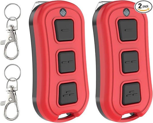 Garage Door Opener Remote Compatible with Liftmaster/Chamberlain/Craftsman Garage Door Opener with Yellow Purple Red Orange Green Learn Button, Visor & Keychain Type, Upgraded Version, 2 Pack