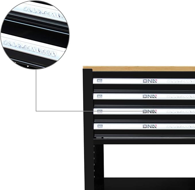 DNA MOTORING 30" W X 37" H X 18" D Large Capacity 4-Drawer Chest Rolling Tool Cart Locking Swivel Cabinet (TOOLS-00003) with Keys, Black