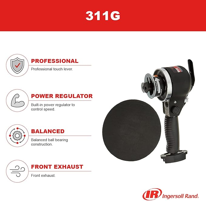 Ingersoll Rand 311G 6-Inch Edge Series Dual Action Air Sander, Black
