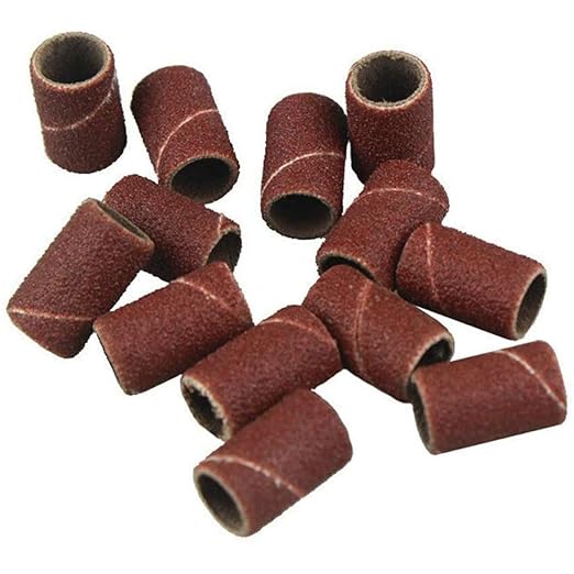 100 Pieces Sanding Bands Sleeves Drum Sander Set 180 Grit Sanding Drum Sand Bands Shank Rotary Tool Kit with 2 Mandrels
