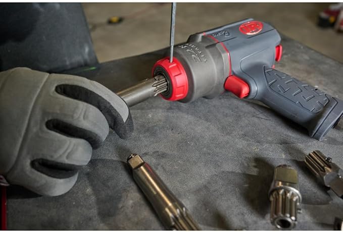 Ingersoll Rand 2236QPTIMAX DXS2 1/2" Air Impact Wrench, Quiet, 1500 ft-lb Torque, Titanium Hammercase, Pin Retainer, Pistol, Interchangeable Anvil, Multi-functional Tool