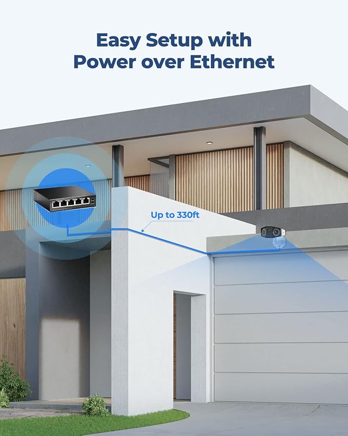 REOLINK 4K PoE Security Camera System, Home Outdoor IP Camera in 180 Degree Viewing Angle, Human/Vehicle/Pet Detection, Color Night Vision, Two Way Talk, Up to 256GB microSD Card, Duo 2 PoE