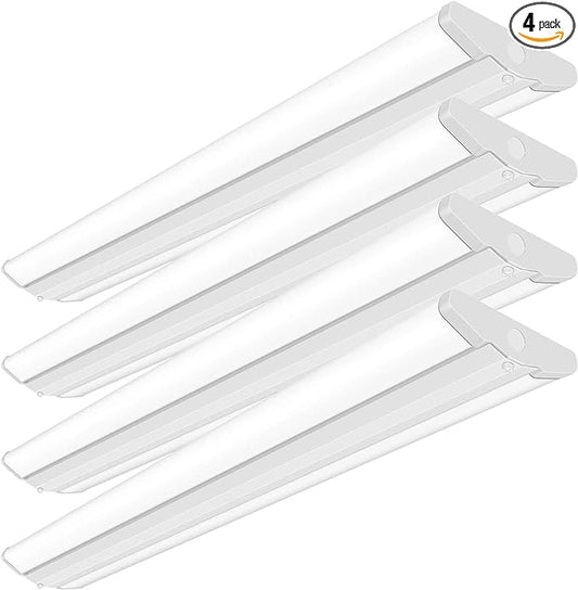 AntLux 4FT LED Wraparound Light Fixture 50W Ultra Slim LED Shop Lights for Garage, No Glare, 5500 Lumens, 4000K Neutral White, 4 Foot Flush Mount Office Ceiling Wrap Light for Workshop Kitchen, 4 Pack