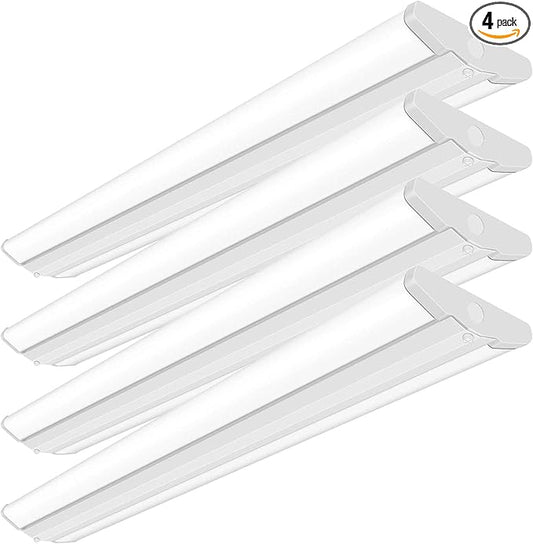 ANTLUX 4FT LED Wraparound Light Fixture 50W Ultra Slim LED Shop Lights for Garage, No Glare, 5500 Lumens, 5000K, 4 Foot Flush Mount Office Ceiling Wrap Light for Workshop Kitchen, 4 Pack