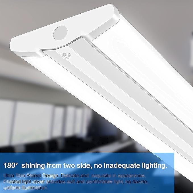AntLux 110W 8FT LED Shop Lights Ultra Slim LED Wraparound, 12600LM, 4000K, 8 Foot Strip Light, Flush Mount Garage Office Warehouse Ceiling Lighting Fixture, 8 Foot Fluorescent Tube Replacement, 4 Pack