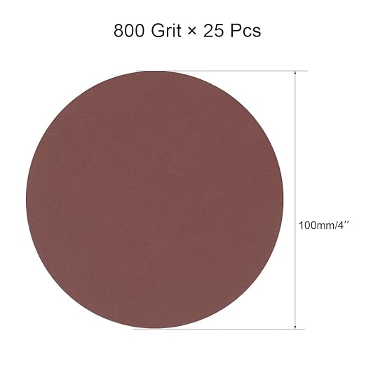 uxcell 25Pcs 4 Inch Hook and Loop Sanding Disc 800 Grits Flocking Sandpaper for Random Orbit Sander Brown