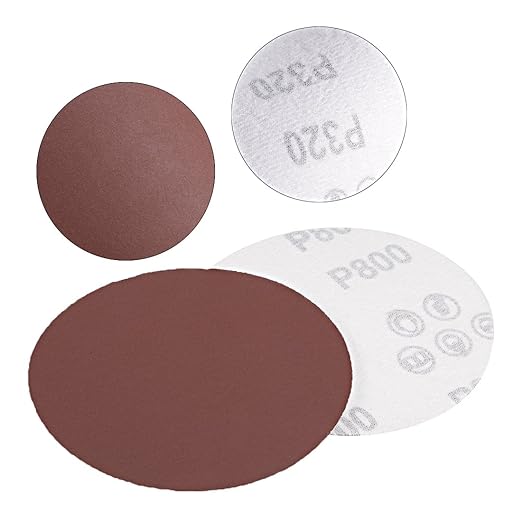 uxcell 50Pcs 4 Inch Hook and Loop Sanding Disc 800 Grits Flocking Sandpaper for Random Orbit Sander Brown