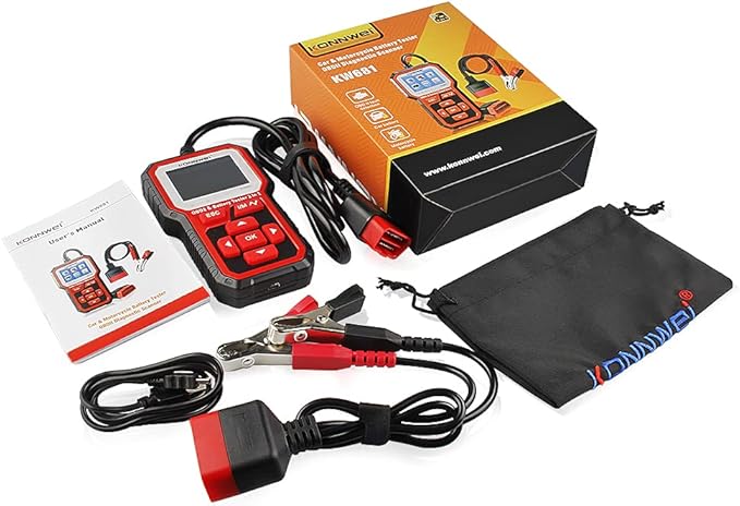 KONNWEI KW681 OBD2 Scanner 6V 12V Car Battery Tester, 2 in 1 Car Diagnostic Scanner Automotive Battery Alternator Load Tester Check Engine Code Reader Scan Tool