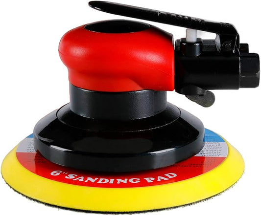 Professional Air Random Orbital Sander, Heavy Duty Dual Action Pneumatic Palm Sander (6 inch, Red)