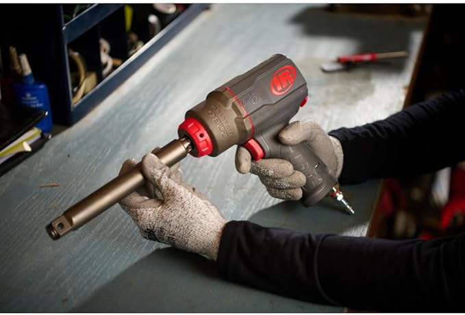 Ingersoll Rand 2236QPTIMAX DXS2 1/2" Air Impact Wrench, Quiet, 1500 ft-lb Torque, Titanium Hammercase, Pin Retainer, Pistol, Interchangeable Anvil, Multi-functional Tool