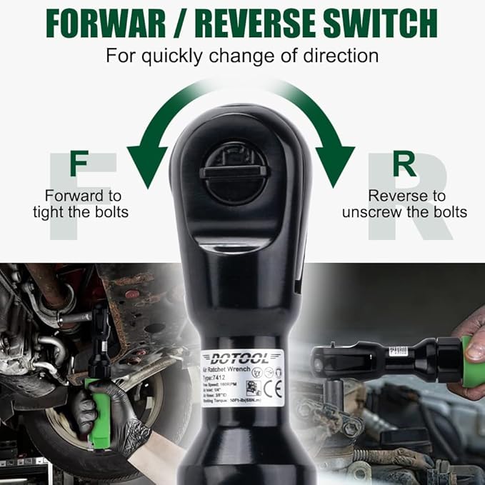 Air Impact Gun 1/2" Drive 880 ft-lbs with 3/8" Air Ratchet Wrench 50 ft-lbs Pneumatic Impact Wrenc 7800RPM Pneumatic Aluminum 160 RPM