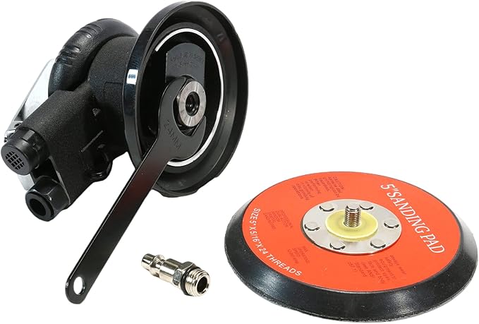 Professional Heavy Duty 5" Dual Action Random Orbit Air Sander, Orbital Pneumatic Palm Sander -Composite Design, Low Vibration