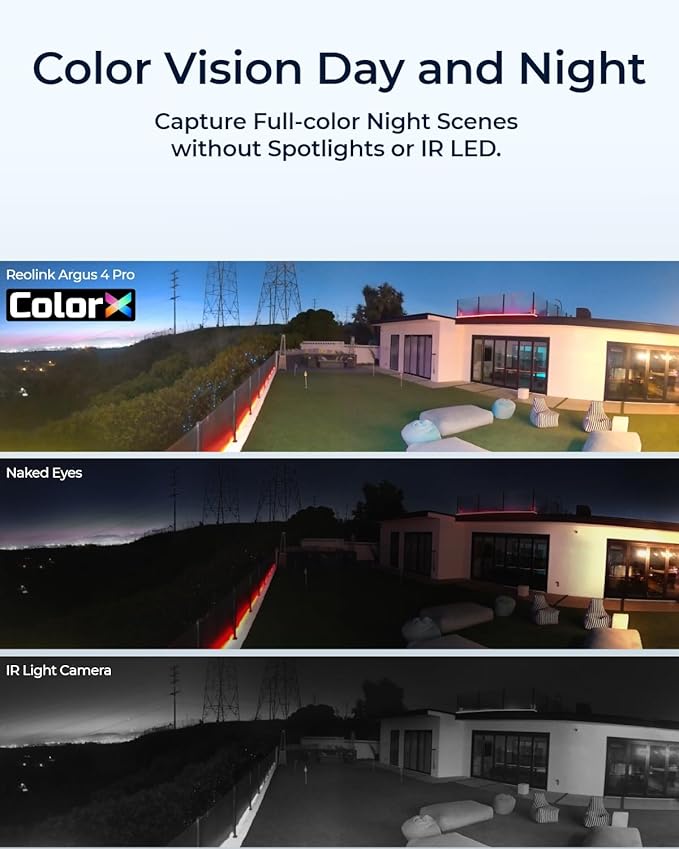 REOLINK Argus 4 Pro, 4K Solar Security Cameras Wireless Outdoor, 8MP for Home Security, ColorX Night Vision, 180° No Blindspots, 5G/2.4GHz WiFi 6, AI Detection, No Monthly Fee, Home Hub Compatible