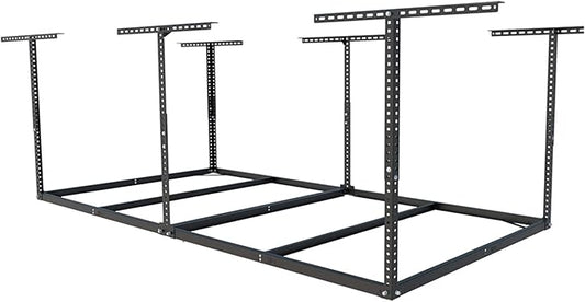 FLEXIMOUNTS 4x8 Overhead Garage Storage Rack without Decking,Garage Storage Organization System,Heavy Duty Metal Garage Ceiling Storage Racks,600lbs Weight Capacity,Black