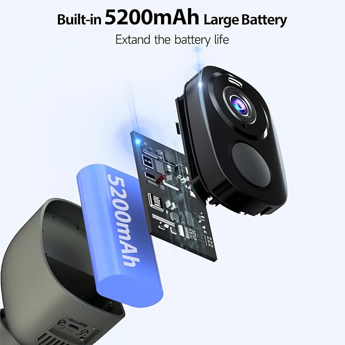 4pc Security Cameras Wireless Outdoor, 2K Battery Powered Camera, WiFi Home Indoor Camera with Color Night Vision, Spotlight, Siren, AI Detection, Cloud/SD, 2 Way Audio, No Monthly Fee, Works Alexa