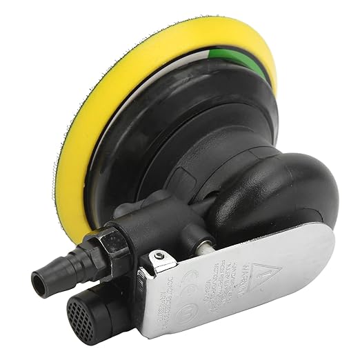 12000RPM Pneumatic Sander Air Palm Random Polisher Grinding Machine with 5 Inches Chassis for Car Body Furniture Metal Glass Woodworking