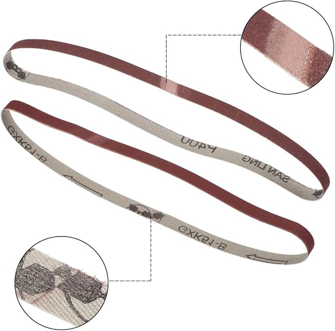 5 Pack 3/8 x 21 inch Sanding Belts 400 Grit Sanding Paper, Aluminum Oxide Abrasive Sander Belts for Metal Grinding Woodworking
