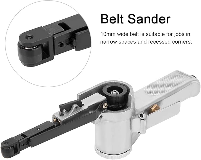 Eboxer Air Belt Sander, 10mm Pneumatic Belt Sander 3/8" x 13" with 3pcs Belts, File Sander for Cutting and Grinding, Air Grinding Polishing Tool for Wood Glass Metal