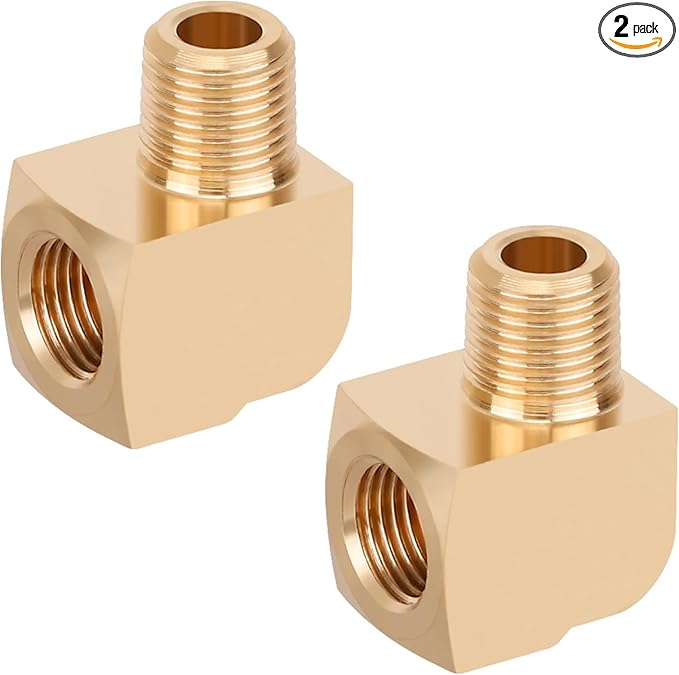 2pcs 1/8” Brass Fittings 90 Degree Barstock Street Elbow 1/8" NPT Male Pipe to 1/8" NPT Female Pipe 1/8 NPT Elbow Forged Brass Pipe Fittings