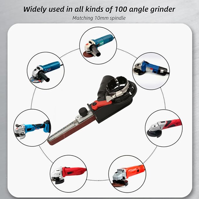 Mini Belt Sander Sanding Head Adapter, M10 Angle Grinder Belt Sander with Two Working Walls, Convert Your Angle Grinder To Belt Sander, for Electric Angle Grinder