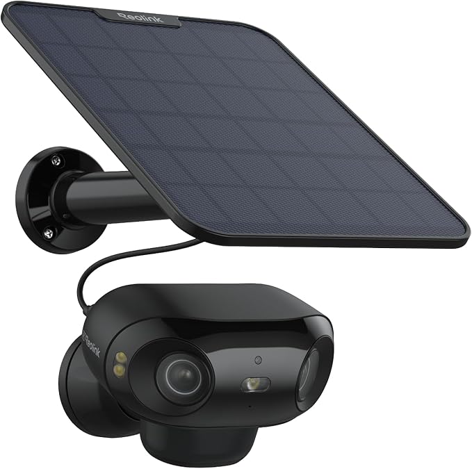 REOLINK Argus 4 Pro Black, 4K Solar Security Cameras Wireless Outdoor, ColorX Night Vision for Home Security, 180° No Blindspots, 5G/2.4GHz WiFi 6, AI Detection, No Monthly Fee, Home Hub Compatible