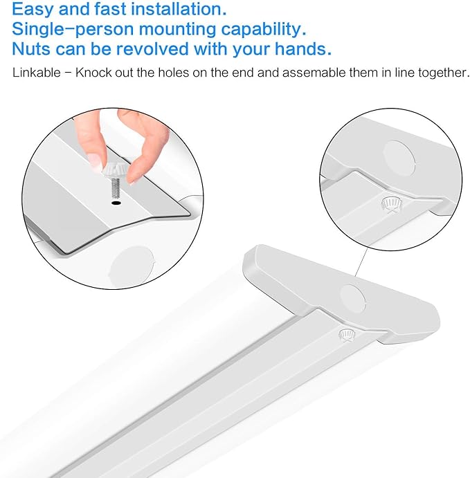 ANTLUX 110W 8FT LED Wraparound Ultra Slim Strip Lights, 12600 Lumens, 5000K, 8 Foot LED Garage Warehouse Light, No Glare, Flush Mount Office Ceiling Lighting Fixture, Fluorescent Tube Replacement