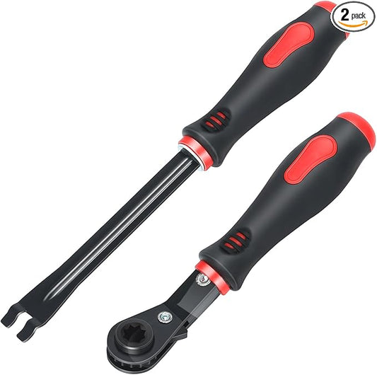 Automatic Slack Adjuster Tools, 5/16" Brake Adjustment Tool Ratcheting Wrench Air Brake System Adjustment Wrench Tools Set for Semi Truck Big Truck Trailers(2-Piece)