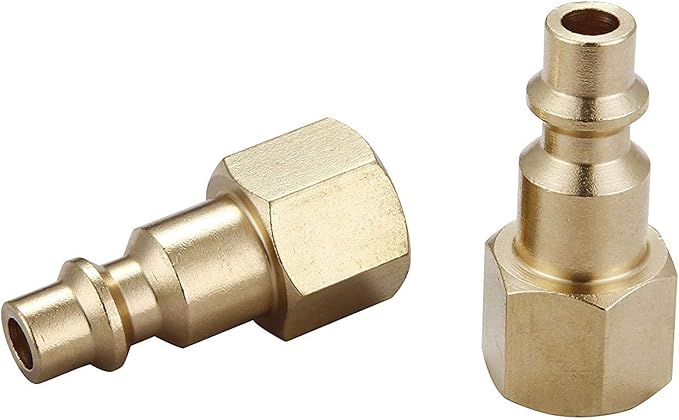 Air Hose Fittings And Quick Connect Air Fittings, 1/4 Inch NPT Brass Female Air Coupler Plug (10 Piece) Industrial Type D, Air Compressor Fittings
