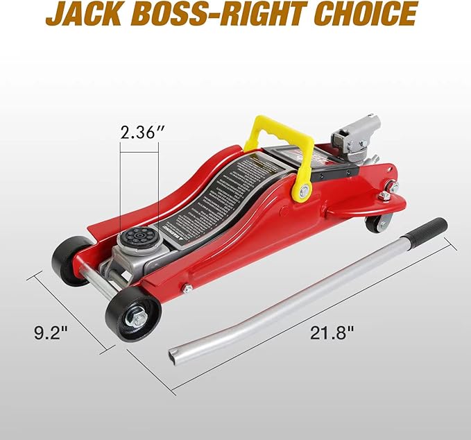 Floor Jack 2.5 Ton (5500 LBs) Hydraulic Low Profile Trolley Car Jack with Portable Storage Case, Lifting Range 3.5" to 14", Fit Use for Automotive Sedans, Red