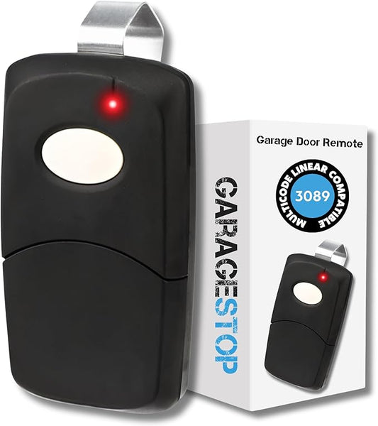 Garage Stop Garage Door Opener Remote for Linear Multi-Code 3089 308911 MCS308911, 10 dip Switch Gate Opener Remote 300MHz, Garage Clicker Replacement, (Black)