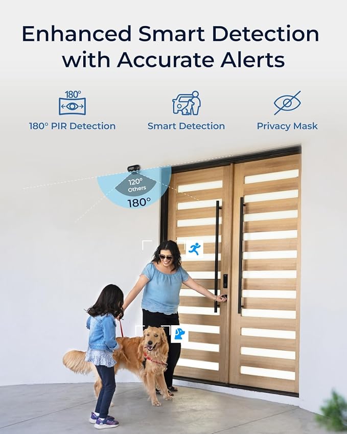 REOLINK Argus 4 Pro Black, 4K Solar Security Cameras Wireless Outdoor, ColorX Night Vision for Home Security, 180° No Blindspots, 5G/2.4GHz WiFi 6, AI Detection, No Monthly Fee, Home Hub Compatible