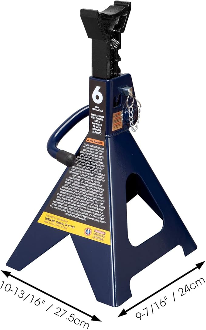 TCE 6 Ton (12,000 LBs) Capacity Double Locking Steel Jack Stands, 2 Pack, Blue, AT46002AU