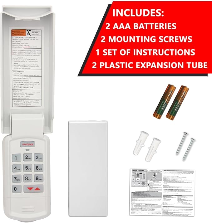 for Genie Garage Door Opener Keypad for All Genie Overhead Door Intellicode CodeDodger and DIP Switch Garage Door Openers, Wireless Keypad Keyless Entry GK-R OKP-BX, 315/390 MHz