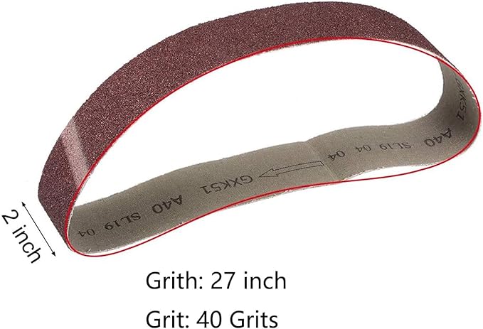 2 Pack 2 x 27 inch Sanding Belts 40 Grit Sanding Paper, Aluminum Oxide Abrasive Sander Belts for Metal Grinding Woodworking