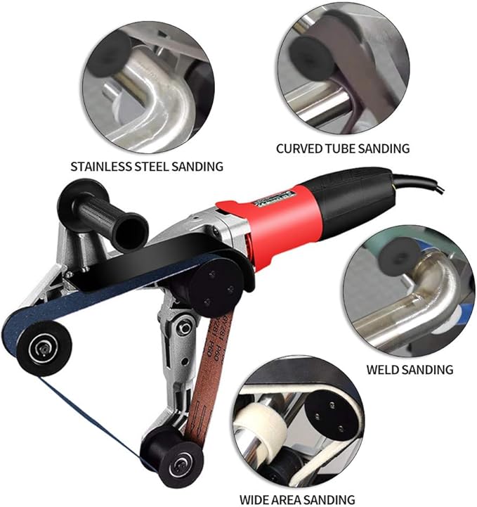 SPTA 110V 800W Professional Stainless Steel Pipe Tube Polisher Sander with Alumina Oxide Sanding Belt, Silicon Carbide Wheel, Pole Burnishing Polisher Machine