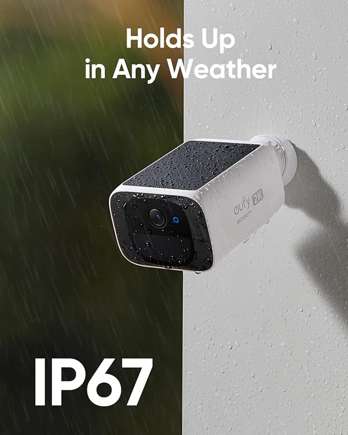 eufy Security SoloCam S220 2-Cam Pack, Solar Security Camera, Wireless Outdoor Camera, Continuous Power, 2K Resolution, Wireless, 2.4 GHz Wi-Fi, No Monthly Fee, HomeBase 3 Compatible