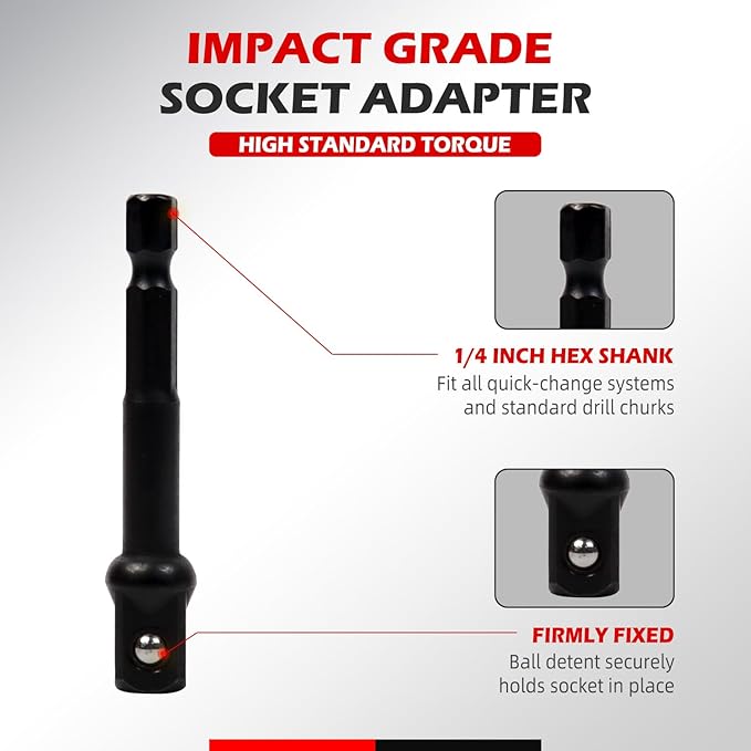 3/8" Drive Universal Impact Socket Set, 20 Piece Swivel Socket Set, Universal Joint Socket 6-Point, Metric, 8-22mm, Cr-Mo,with Extension Bars, Socket Adapter, Drill Bit Adapter