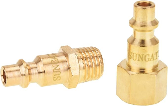 SUNGATOR 12-Piece 1/4'' NPT Air Tool Fittings, Solid Brass Air Line Quick Connect Fittings, 1/4 Inch Compressor Accessories, Brass 1/4'' Coupler and Plug Kit, Quick Connect Hose Repair Kit