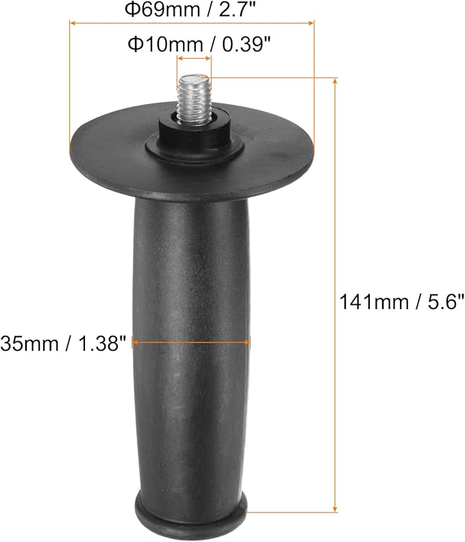 HARFINGTON 4pcs Angle Grinder Side Handle 10mm Thread 141mm Length Plastic Angle Grinder Handle Replacement Auxiliary Sander Handle Tool