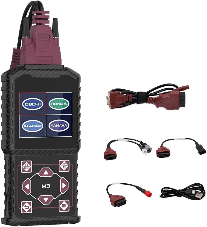 Motorcycle Diagnostic Tool,Motorcycle OBD2 Scan Tool with Quick Test & Voltage Detection Real-time Data Stream OBDII Motorcycle Diagnostic ScanTool Compatible for Suzuki 6P/4P, Vespa, EUROV, OBDII