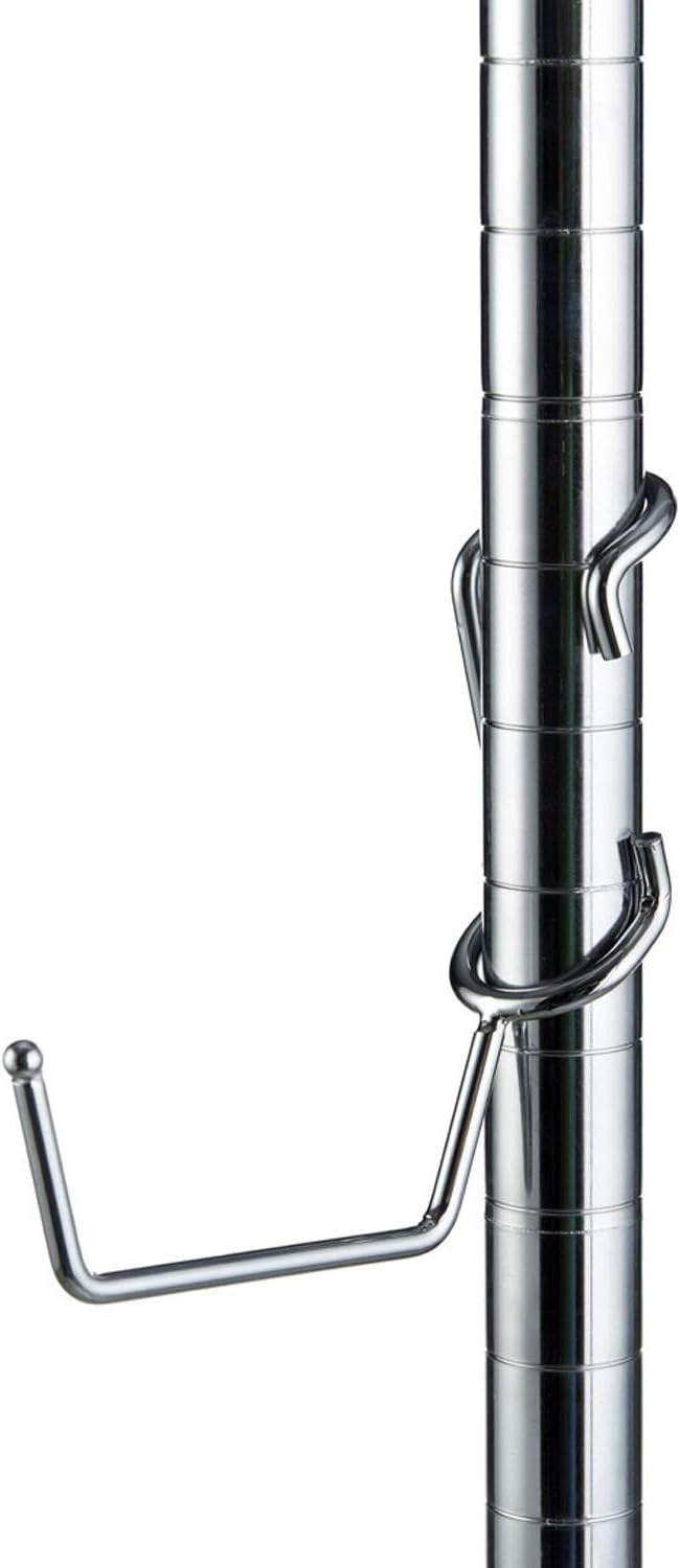 Pole Hooks 5-Pack | Utility Hanger Chrome | Best Solution for Garage Shelving Storage Organization | Use with Metal or Wire Shelves and Racks | Heavy Duty, Easy Installation