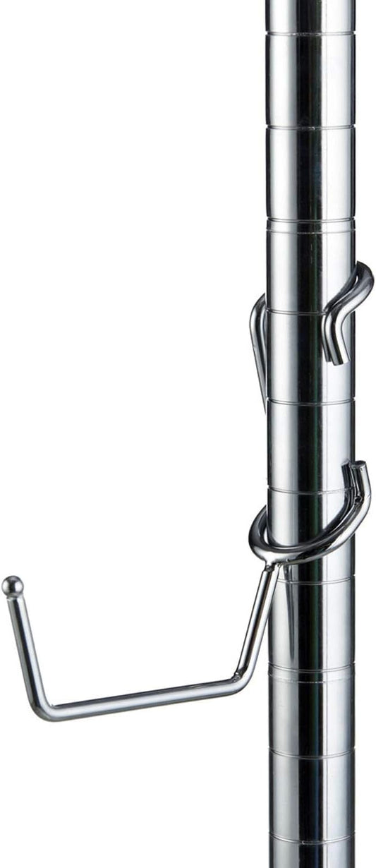 Pole Hooks 5-Pack | Utility Hanger Chrome | Best Solution for Garage Shelving Storage Organization | Use with Metal or Wire Shelves and Racks | Heavy Duty, Easy Installation