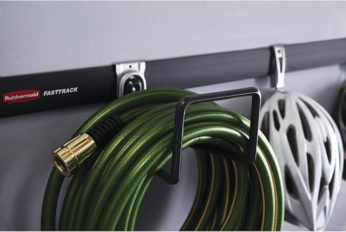 Rubbermaid Garage FastTrack Hose Hook, Satin Nickel, Wall Mounted Storage System, Holds up to 50 pounds, for Home/Garage