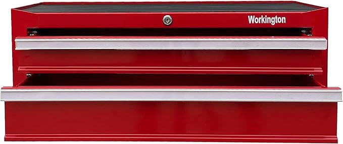 Workington Industrial 2 Drawers Portable Metal Intermediate Box, 26" Middle Tool Chest Cabinet with Ball Bearing Drawer Slides, Steel Tool Storage Box Organizer 4008 Red