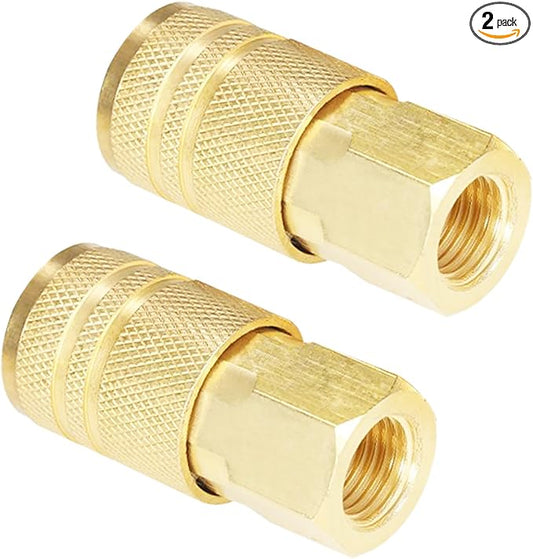 Air Hose Fittings Brass Industrial Coupler 1/4-inch NPT Female Thread Compressor Quick Connect Fittings For Professional Jobsites and Automotive Shops I/M Style 2 Piece
