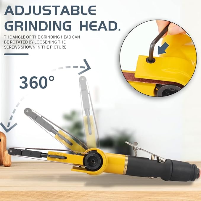 3/8''x 13'' Mini Air Belt Sander with 2 Sanding Belts (10mmx330mm) Pneumatic Tool Grinder Belt Sanders for Metal Working, Weld Removal, Blending, Contour Sanding, Finishing