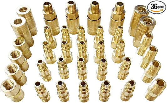 1/4" Air Hose Fittings, 36 pcs Quick Connect Air Compressor Accessories Kit, Air Compressor Fittings with A Sturdy Storage Case, 300 PSI