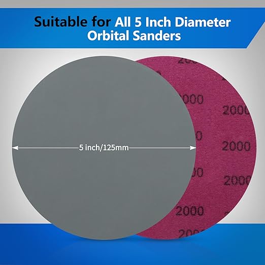 2000 Grit 5 Inch Sanding Discs, VIBRATITE 70 Pieces Hook and Loop Wet Dry Sandpaper Round Sand Paper Pads for Orbital Sander Grinding Polishing Finishing